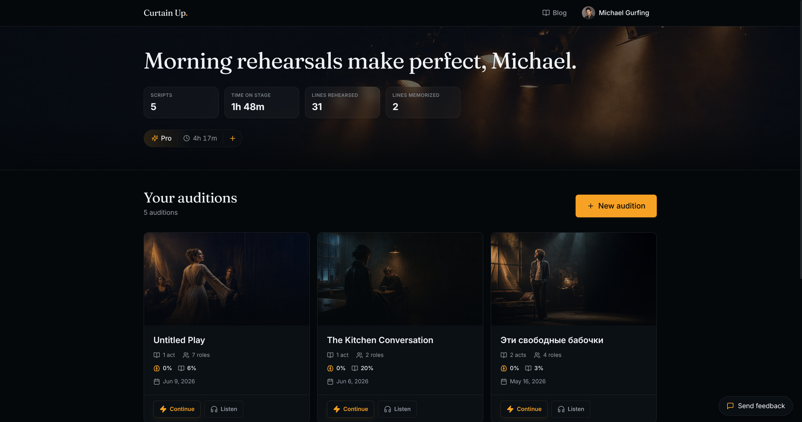 Curtain Up Screenshot