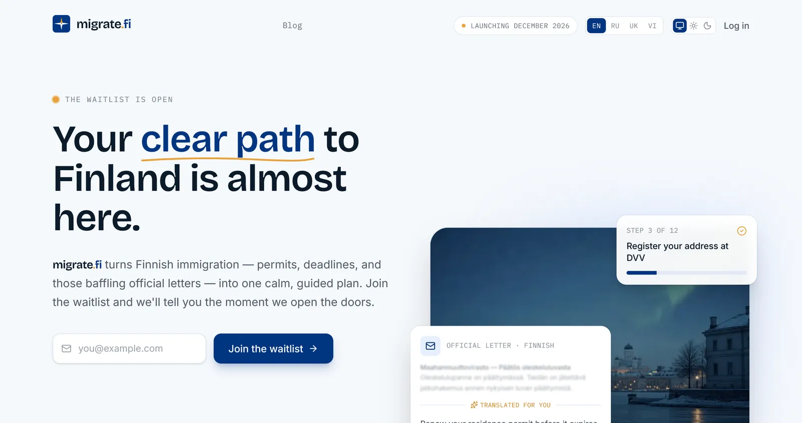 Migrate.fi screenshot
